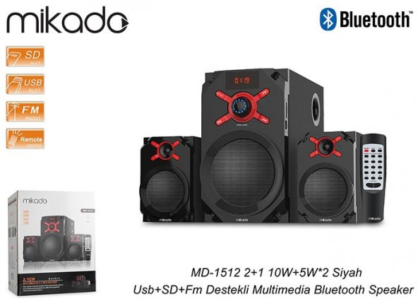Mikado MD-1512 2+1 10W+5W*2 Siyah Usb+SD+Fm Destekli Multimedia B - 2