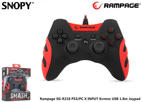 Snopy Rampage SG-R218 PS3/PC X INPUT Kırmızı USB 1.8m Joypad