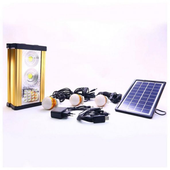 Solar Güneş Enerjili Kamp Lambası Solar Aydınlatma Işıldak 3Ampul