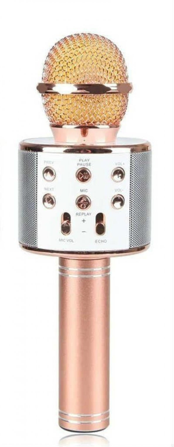 WS-858 Karaoke Bluetooth Mikrofon ve Taşınabilir Hoparlör-Rose Gold