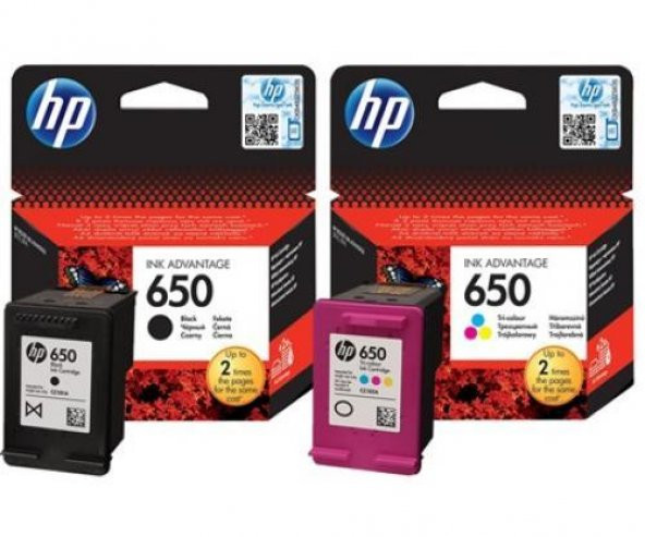 HP 650 Siyah ve Renkli Orijinal Kartuş Seti (CZ101A / CZ102A)