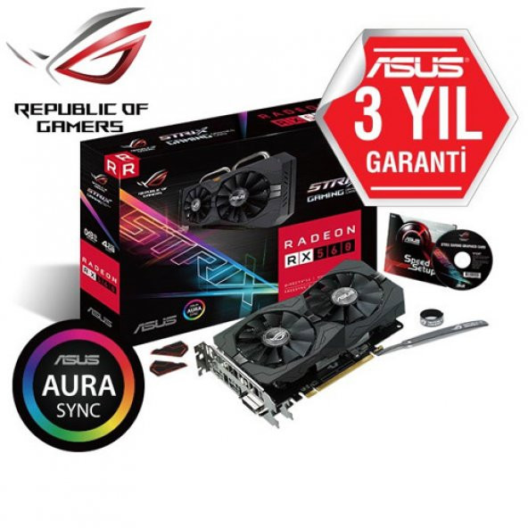 ASUS AMD 4GB RX 560 GDDR5 128 Bit ROG-STRIX-RX560-O4G-GAMING HDMI DVI-D DP