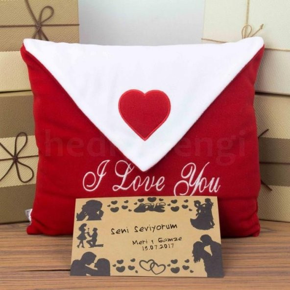 Sevgiliye Hediye Zarflı Peluş Romantik Dekoratif Yastık - 2