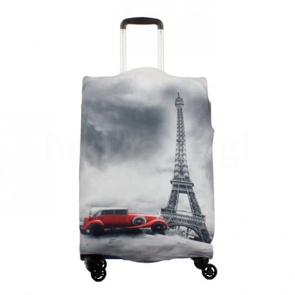 Valiz Kılıfı Eyfel Kulesi ve Araba My Luggage Valiz Koruyucu