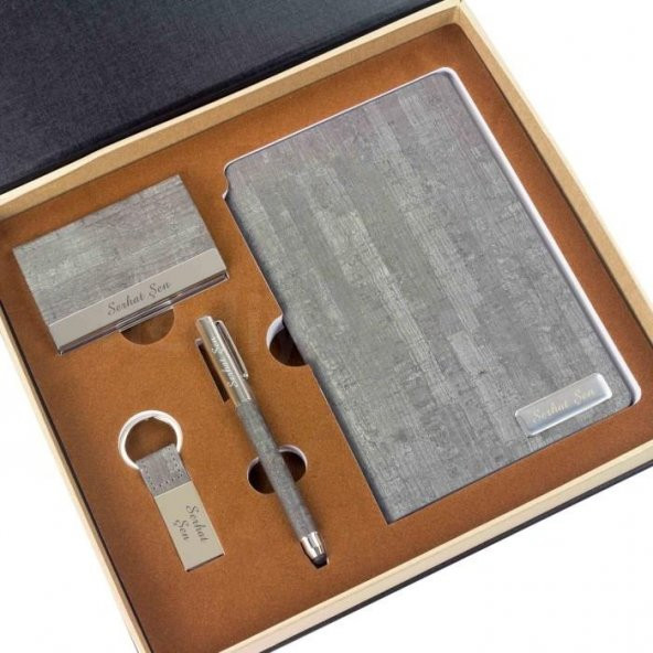 İsme Özel Defter Kartvizitlik Kalem ve Anahtarlık Seti - 3