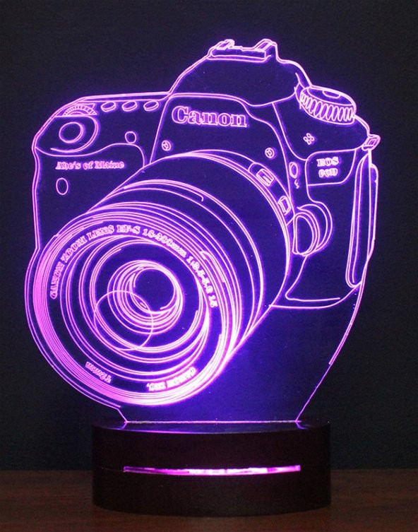 3D Fotoğraf Makinesi 16 Renk Ledli Gece Lambası
