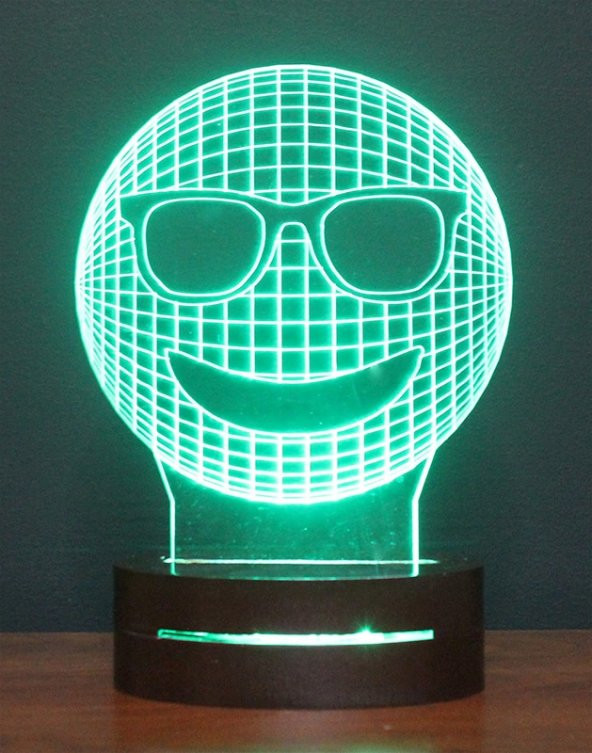 3D Gözlüklü Emoji 16 Renk Ledli Gece Lambası