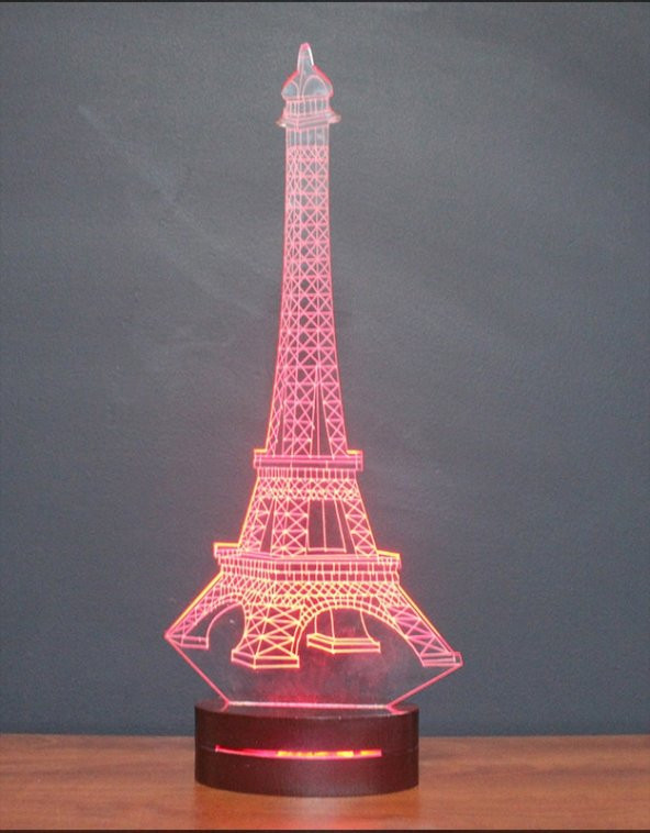 16 Renk Uzaktan Kumandalı-3D Eyfel Kulesi Led Masa Lambası