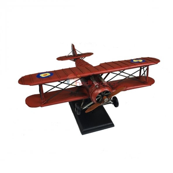 Nostaljik Çift Kanatlı Metal Uçak Maketi Büyük Boy Model Uçak
