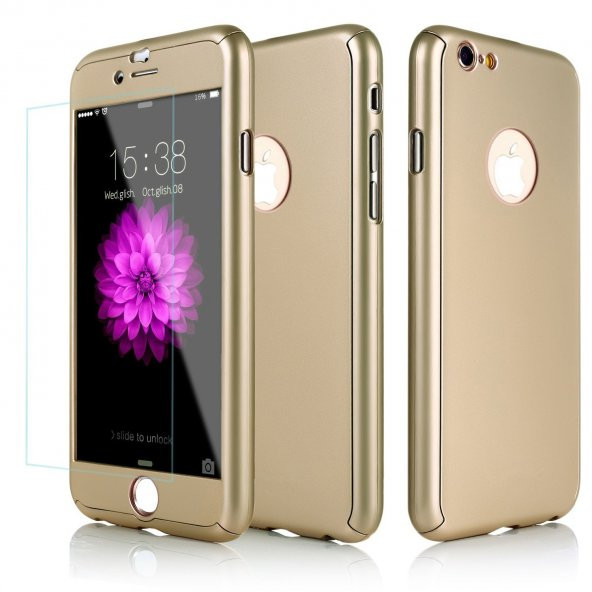 Microsonic iPhone 6 Plus Kılıf Komple Full Gövde Koruma Gold