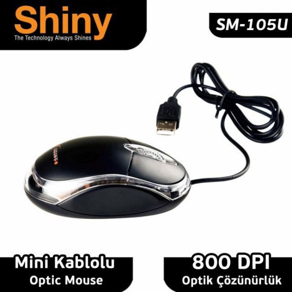 Shiny SM-105U USB, Optik Mouse, Gümüş