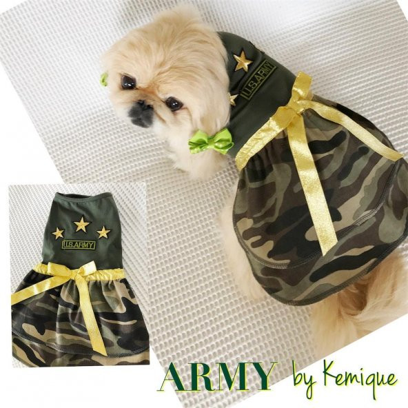 KÖPEK ELBİSESİ - ARMY by Kemique - Köpek Kıyafeti