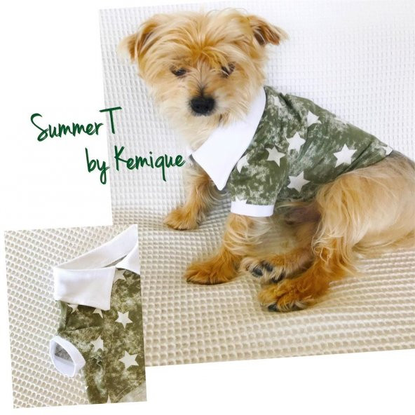 Green Star Polo Yaka Tişört  Summer Köpek Kıyafeti Köpek Elbisesi