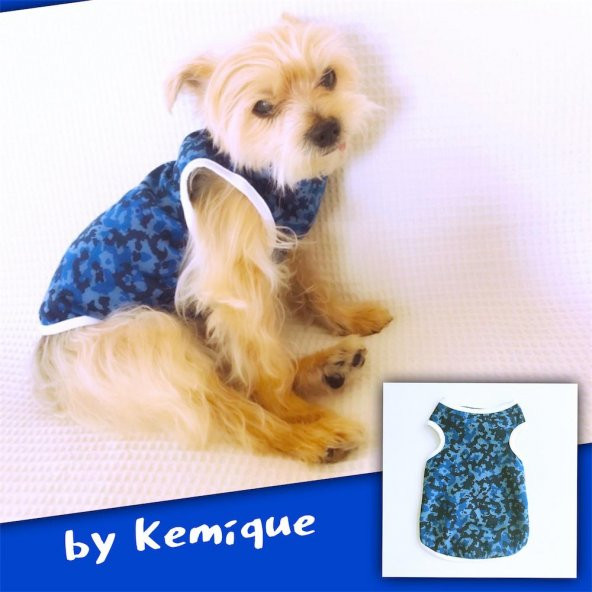 ASKERİ MAVİ - ATLET - by Kemique - Köpek Kıyafeti - Köpek Elbisesi