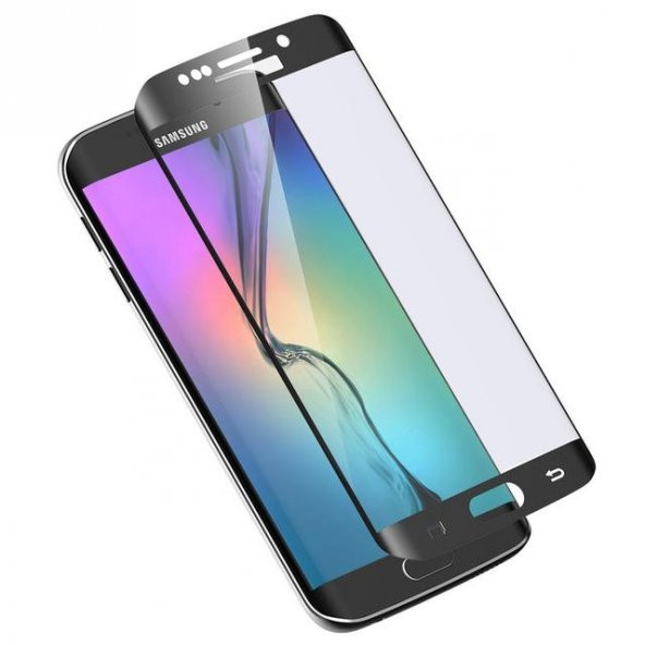 Samsung Galaxy S6 Edge Plus - Kavisli Kırılmaz Cam Tam Kaplama Kaplayan Ekran Koruyucu 5D 3D Siyah