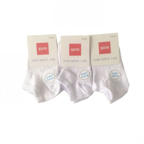 Şirin Kız Çocuk Kısa Patik Çorap Beyaz 3 lü Paket