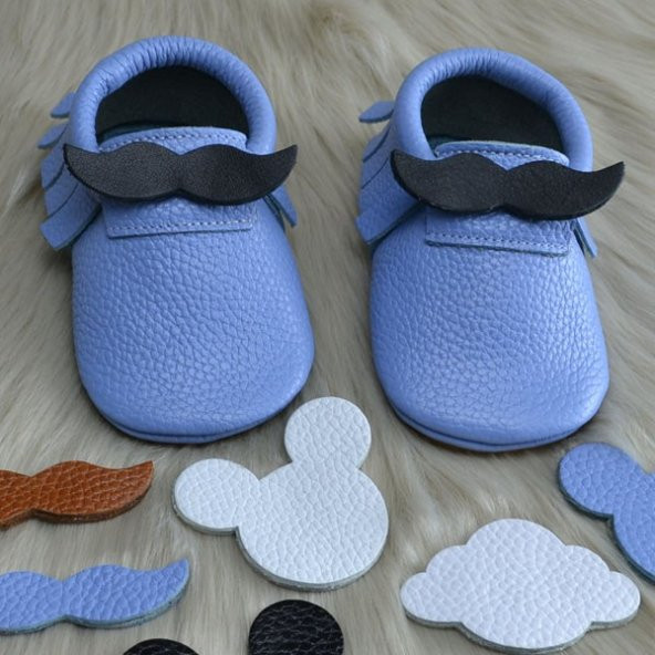 Çıt Çıtlı Makosen Tabanlı Bebek Ayakkabı Mavi CV-446
