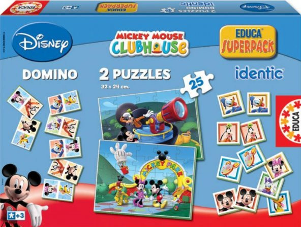 Educa 2x25 Yapboz Disney Mickey Mouse Club House Hafıza Oyunu Domino