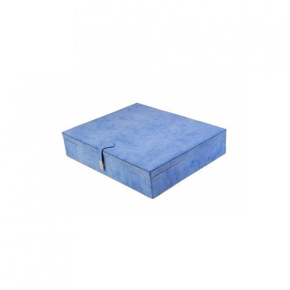 DearyBox KBN-07 Mavi Deri Büyük Boy Taki Kutusu