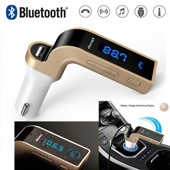 Bluetooth FM Transmitter Aux Kart Girişli Araç Kiti