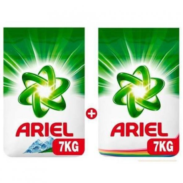 Ariel Toz Çamaşır Deterjanı Dağ Esintisi 7 kg + Parlak Renkler 7 kg