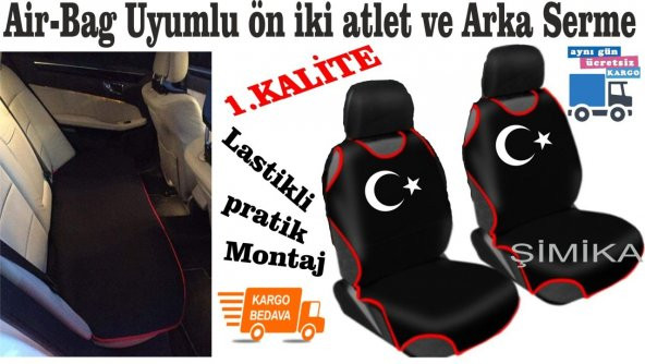 AYYILDIZ Ön Atlet Kılıf Minder ARKA SERME Airbag Uyumlu 2 başlık