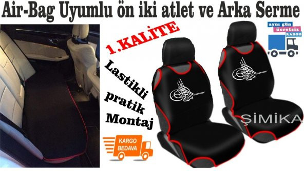 TUĞRA OSMANLI Ön Atlet Kılıf Minder ARKA SERME Airbag Uyumlu 2 ba