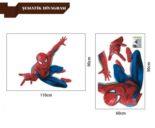Spiderman DEV BOY ÖRÜMCEK ADAM SPIDER MAN DUVAR ÇIKARTMASI STİCKER ÇOCUK ODASI BÜYÜK BOY 90X110 - Resim 4