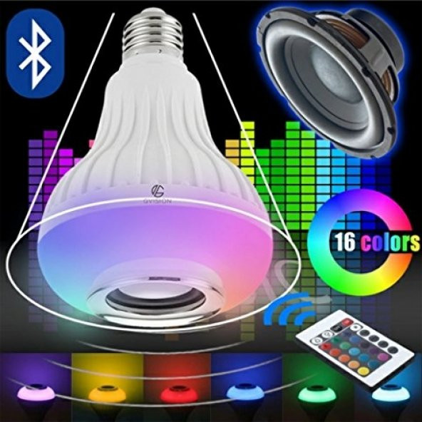 Bluetooth Led Ampul Hoparlör Kumandalı Kablosuz Ses Bombası RGBW