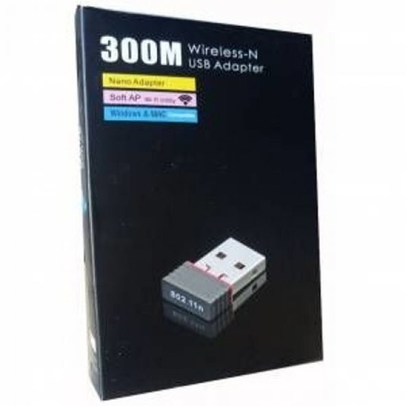 300 Mbps Nano Mini Wireless Adaptör Kablosuz Ağ PC Wifi Alıcı USB - 4