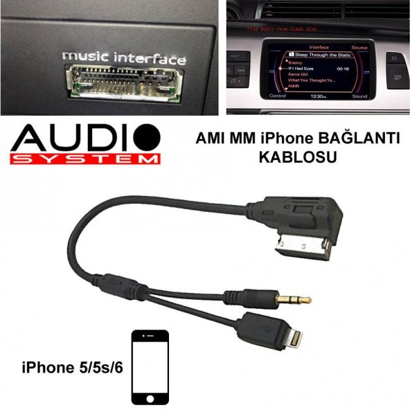 2010 Audi S4 AMI iPhone 5/5S/6 Bağlantı Kablosu