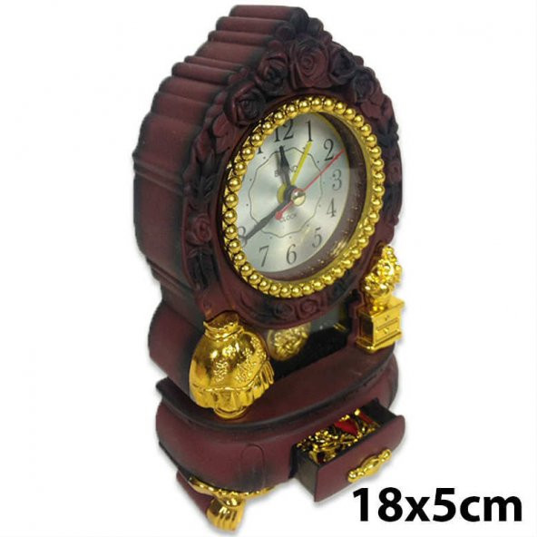Antika Görünümlü Şık Tasarım Saat Çekmeceli Dekoratif Nostaljik M