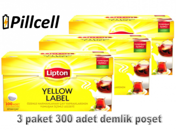 Lipton Yellow Label 100 lü Demlik Poşet Çay * 3 Paket