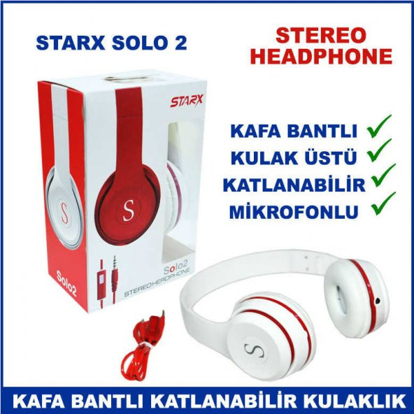 Starx Solo 2 Katlanabilir Mikrofonlu Kulak Üstü Kulaklık - Stereo
