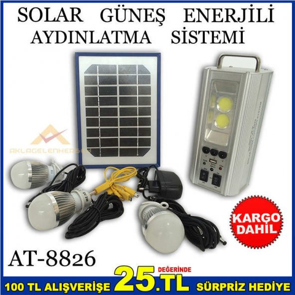 SOLAR AT-8826 GÜNEŞ ENERJİLİ AYDINLATMA SİSTEMİ -2