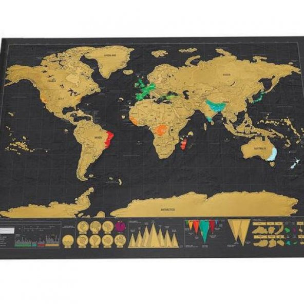 Kazınabilir Dünya Haritası Deluxe Scratch Map BÜYÜK BOY 82x60