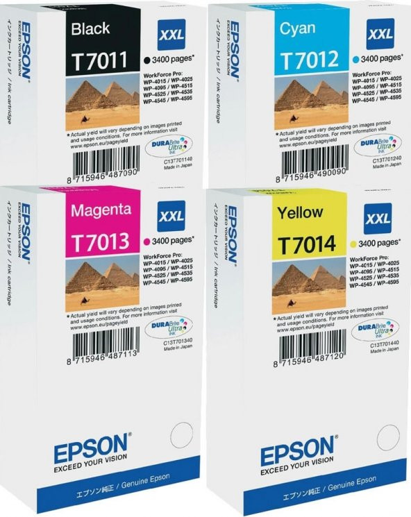 Epson T7011-T7014 XXL Orjinal Kartuş 4 Renk 3400 Sayfa