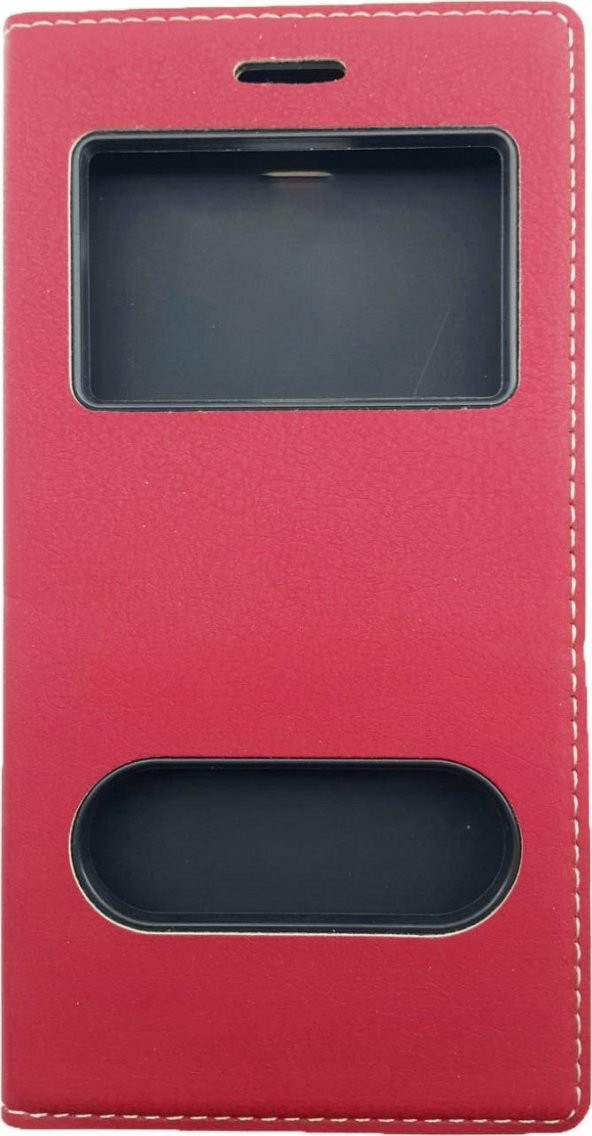 LG Q6 Kılıf Çift Pencereli Kapaklı Deri Dolce + Cam Jelatin - 5