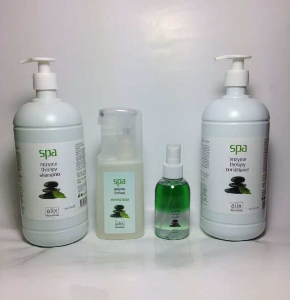 ALİX SPA SET (4LÜ) ENZYME THERAPY büyük set (şampuan ve krem 1000 mlMineral base 200 ml Antioksidan nectar 125 ml )