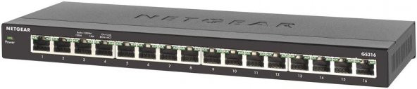NETGEAR GS316-100PES 16 Portlu 10/100/1000 Gigabit Ethernet Tak Çalıştır Switch GS316-100PES