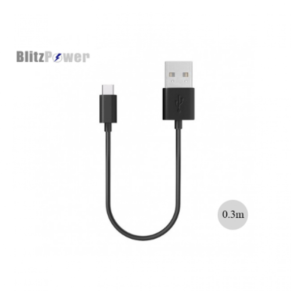 BlitzPower 2.1A iPhone Lightning Kısa Şarj ve Data Kablosu 0.3m