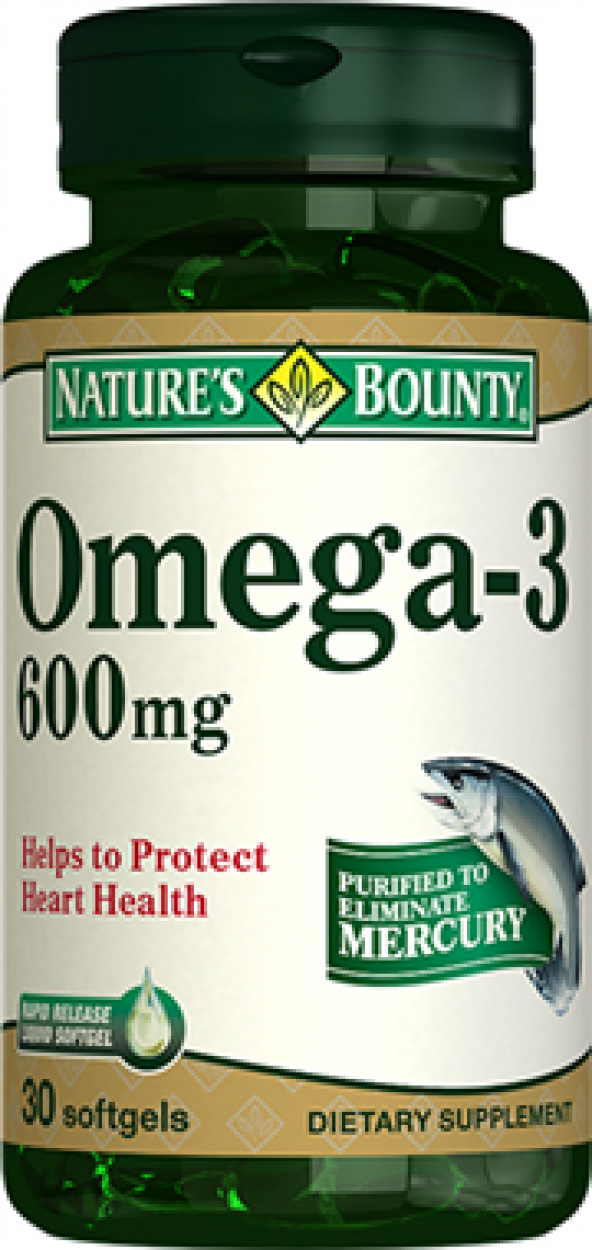 Natures Bounty Omega-3 600 mg 30 Kapsül SKT : 10/2020