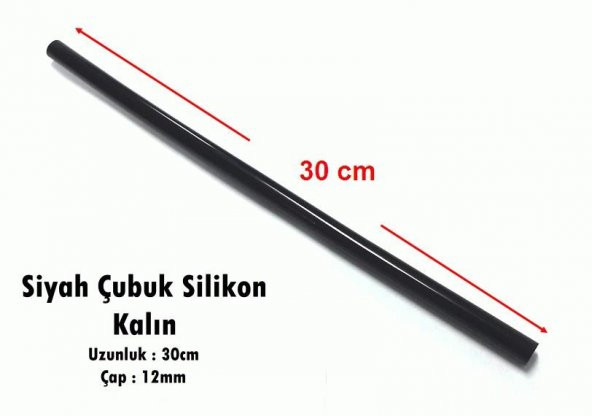 Silikon Çubuk 11.2mm Kalın Siyah 30cm - 10Adet