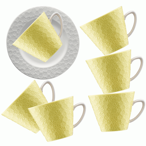 Kütahya Porselen Kahve Takımı Sarı