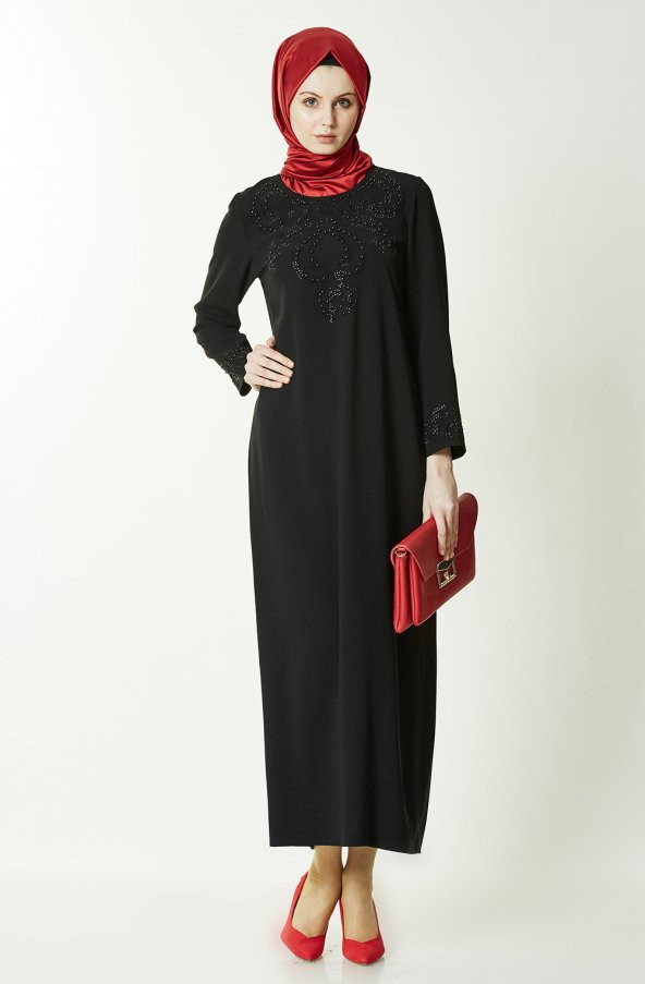 BAYAN BUYUK BEDEN ELBISE,LASER VE TAS ISLEMELİ ABIYE - 2