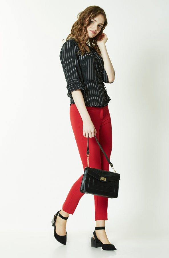 BAYAN BILEKTE PANTALON GENÇ KALIBI SORALLİNE 1683 KIRMIZI