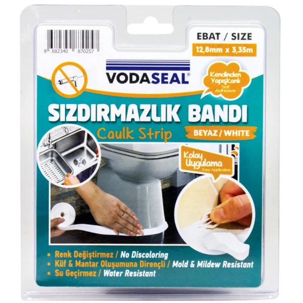 Vodaseal Klozet ve Evye Sızdırmazlık Bantı Bandı 12,8 mm*3,35 mt