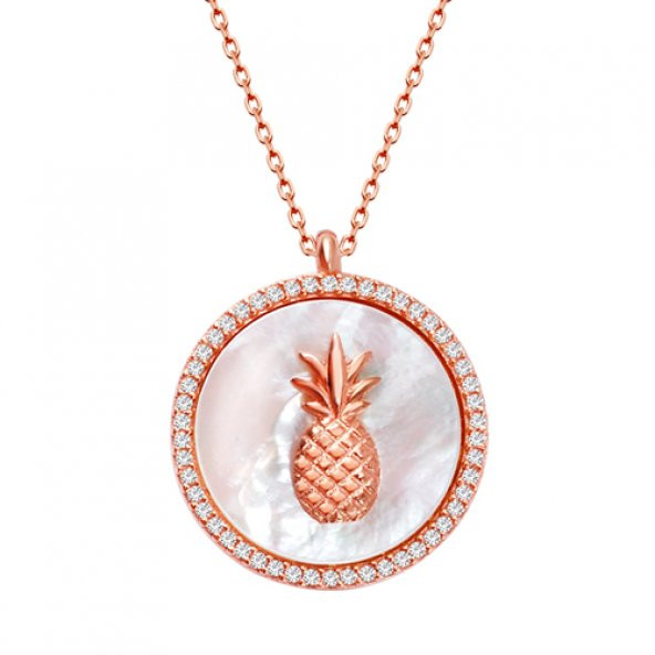 Sedef Taşlı Ananas Kolye 925 Ayar Gümüş