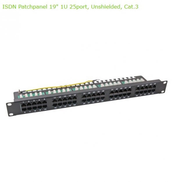 EFB 50 Port Cat 3 ISDN Patch Panel Siyah