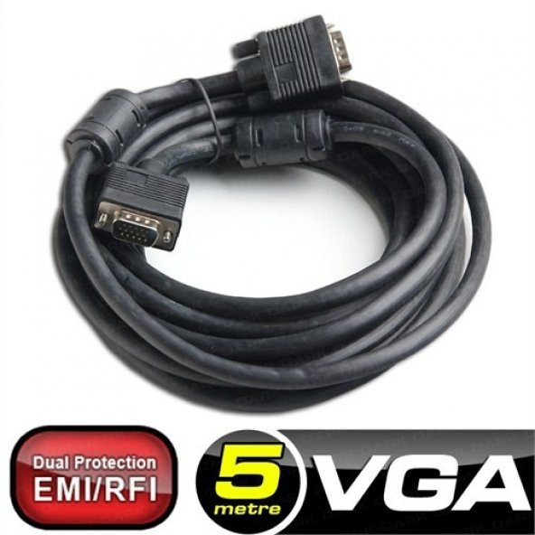 DARK 5m VGA, Ferrit Core EMI/RFI Filtreli Kablo